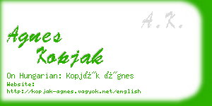 agnes kopjak business card